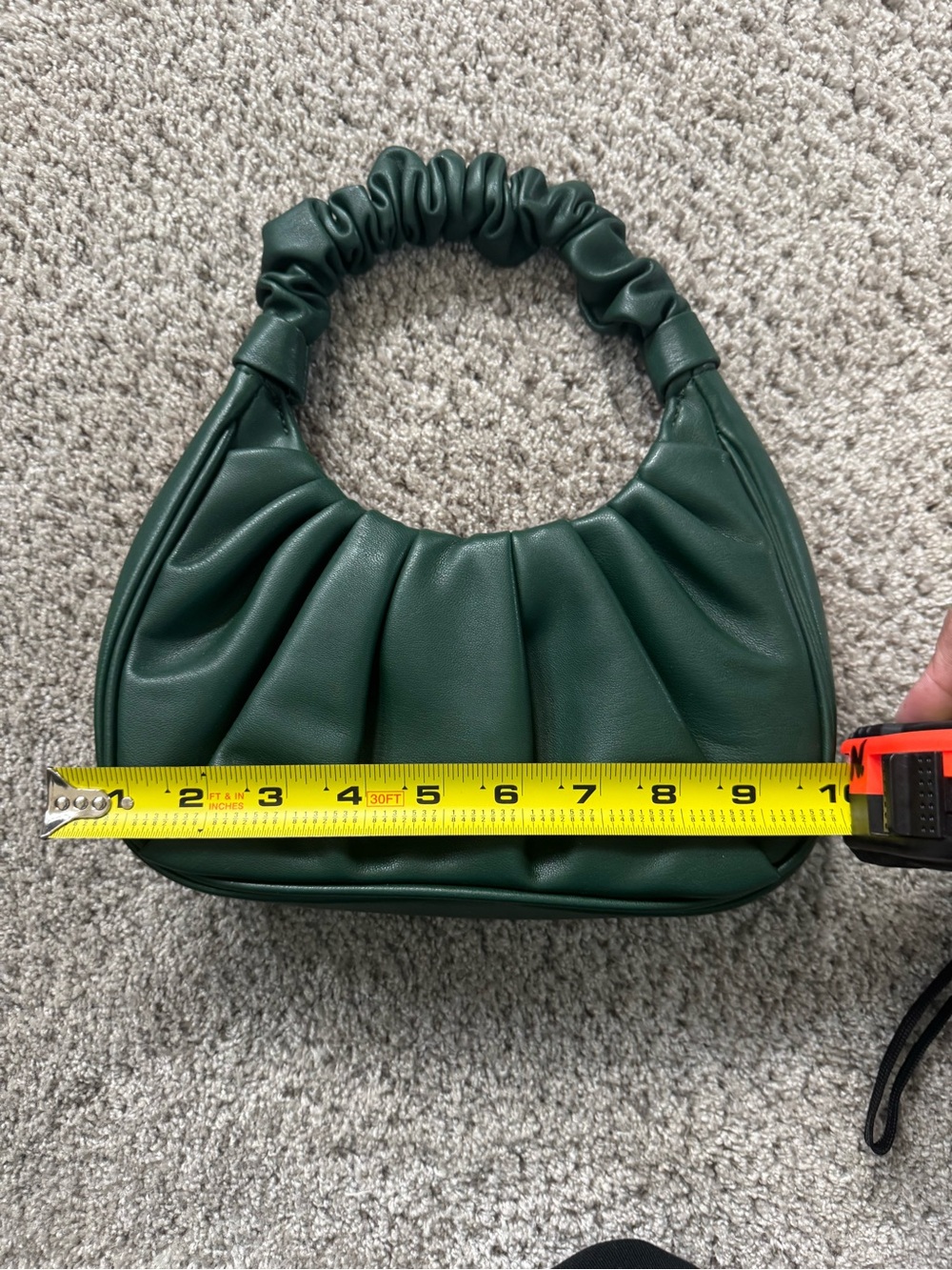 Dark Green Ruched Mini Shoulder Bag